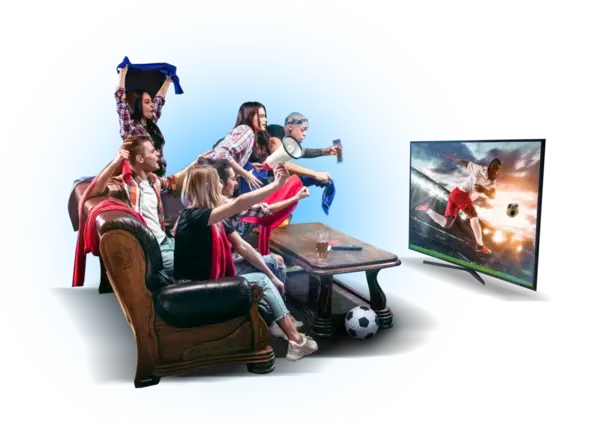 IPTV vs Freeview: family watching live TV together at home